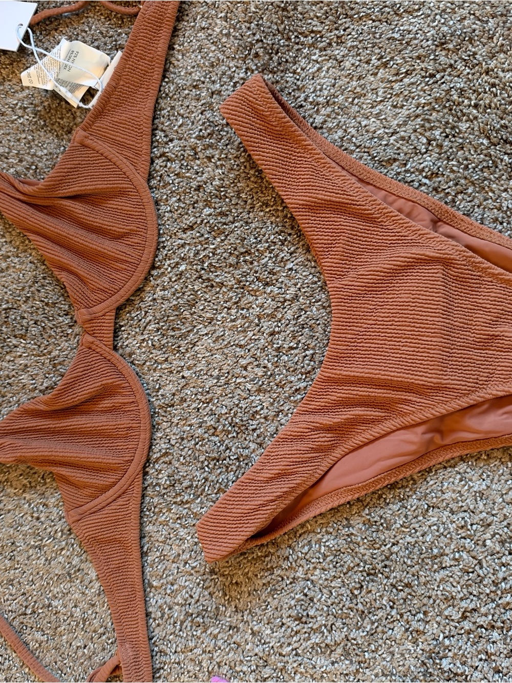 Rhythm. Ribbed Rust Underwire Bikini Set - Rust